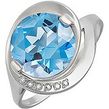 Женское серебряное кольцо с топазом и куб. циркониями, 1533774