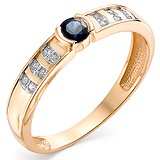 Женское золотое кольцо с бриллиантами и сапфиром, 1612366