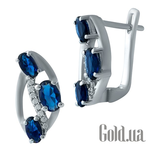 

Серьги Fresh Jewelry, Серебряные серьги с синт. сапфирами и куб. циркониями