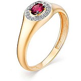 Женское золотое кольцо с бриллиантами и рубином, 1643086