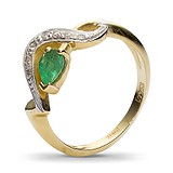 Женское золотое кольцо с бриллиантами и изумрудом, 1658958