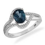 Женское серебряное кольцо с куб. циркониями и топазом, 1668430