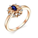 Женское золотое кольцо с сапфиром и бриллиантами, 1703758