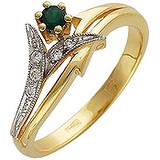Женское золотое кольцо с бриллиантами и изумрудом, 1715790