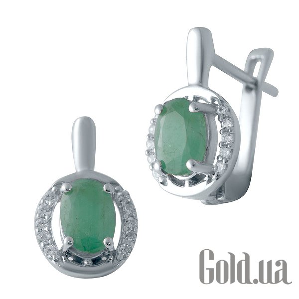 

Серьги Fresh Jewelry, Серебряные серьги с изумрудами и куб. циркониями