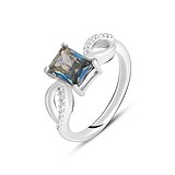 Женское серебряное кольцо с куб. циркониями и топазом (2141273), фотографии