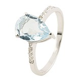 Женское серебряное кольцо с топазом и куб. циркониями (0513607), фотографии