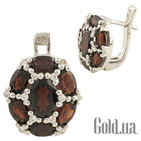 

Серьги Fresh Jewelry, Серебряные серьги с гранатами и куб. циркониями