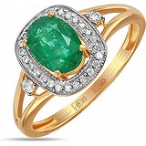 Женское золотое кольцо с бриллиантами и изумрудом, 1554511