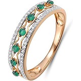 Женское золотое кольцо с бриллиантами и изумрудами, 1603407