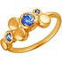 Женское золотое кольцо с синт. сапфирами и синт. шпинелью - фото 1