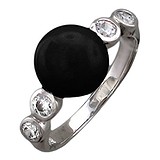 Женское серебряное кольцо с куб. циркониями и агатом, 1626447