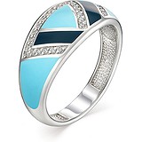 Женское серебряное кольцо с куб. циркониями и эмалью, 1646415
