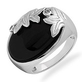 Женское серебряное кольцо с куб. циркониями и ониксом, 1665103