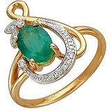 Женское золотое кольцо с бриллиантами и изумрудом, 1666639