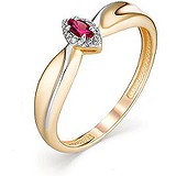 Женское золотое кольцо с рубином и бриллиантами, 1666895