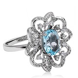 Женское серебряное кольцо с куб. циркониями и топазом, 1668431