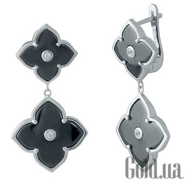 

Серьги с подвесками Fresh Jewelry, Серебряные серьги с керамикой и куб. циркониями