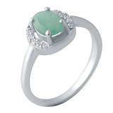 Женское серебряное кольцо с изумрудом и куб. циркониями, 1728079