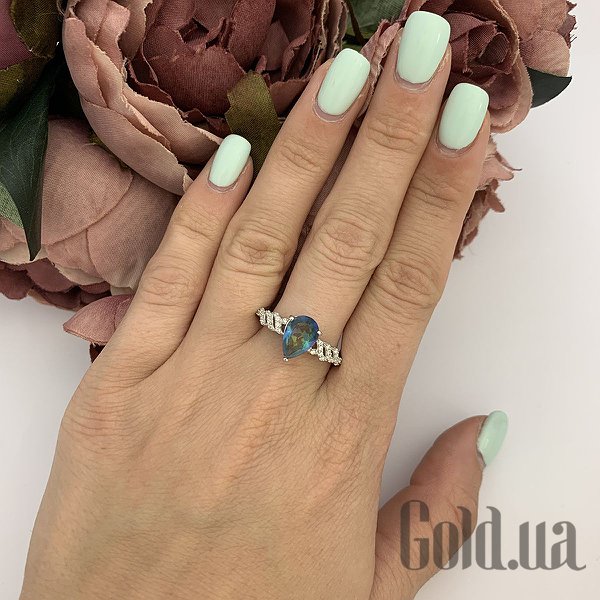 Каблучка Fresh Jewelry Жіноча срібна каблучка з куб. цирконіями і топазом, 18.5
