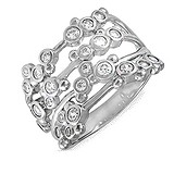 Bibigi Женское серебряное кольцо с куб. циркониями, 073295