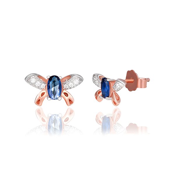 Срібні сережки з куб. цирконіями в позолоті