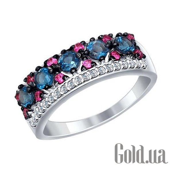 Купить SOKOLOV Женское серебряное кольцо с топазами и куб. циркониями
