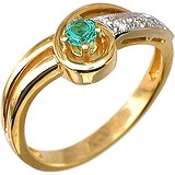 Женское золотое кольцо с изумрудом и бриллиантами, 1619792