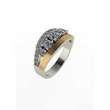 Женское серебряное кольцо с куб. циркониями и вставкой из золота, 1646928