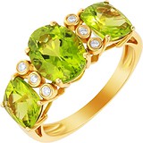 Женское золотое кольцо с бриллиантами и перидотами, 1673296