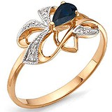 Женское золотое кольцо с сапфиром и бриллиантами, 1691472