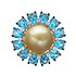 Женское золотое кольцо с бриллиантами, топазами и культ. жемчугом - фото 2