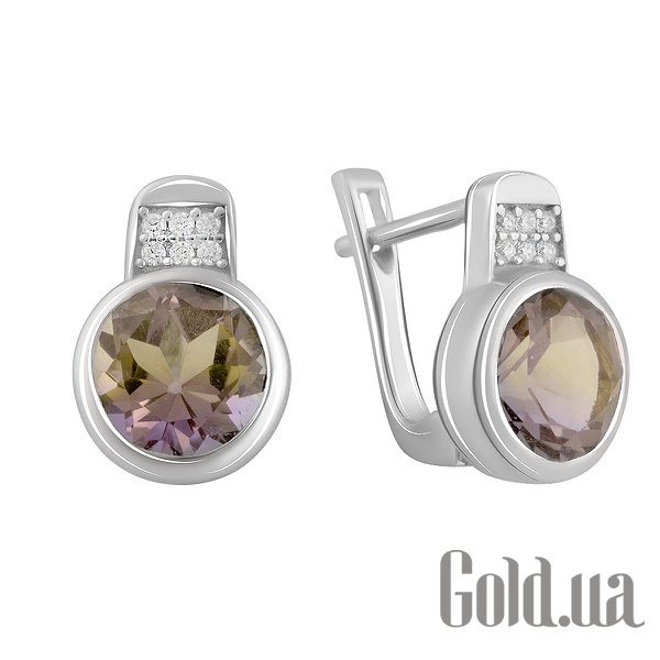 

Серьги Fresh Jewelry, Серебряные серьги с куб. циркониями и синт. аметринами