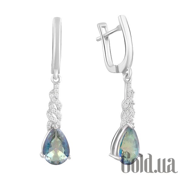 

Серьги с подвесками Fresh Jewelry, Серебряные серьги с куб. циркониями и топазами