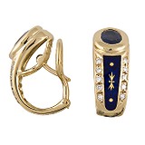 Faberge Золотые серьги с бриллиантами, сапфирами и эмалью, 001105