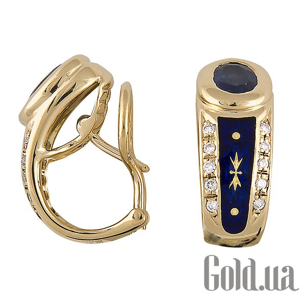 Купити Faberge Золоті сережки з діамантами, сапфірами і емаллю