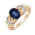 Женское золотое кольцо с бриллиантами и синт. сапфиром - фото 1