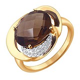 SOKOLOV Женское золотое кольцо с куб. циркониями и раухтопазом, 1541457