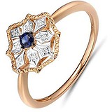 Женское золотое кольцо с бриллиантами и сапфиром, 1603153