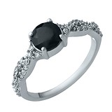 Женское серебряное кольцо с сапфиром и куб. циркониями, 1633361