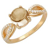 Женское золотое кольцо с куб. циркониями и раухтопазом, 1639249