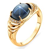 Женское золотое кольцо с бриллиантами и сапфиром, 1643089