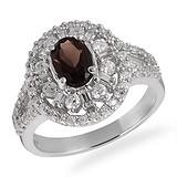 Женское серебряное кольцо с кварцем и куб. циркониями, 1665361