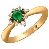 Женское золотое кольцо с бриллиантами и изумрудом, 1666641