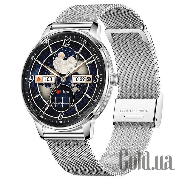 UWatch Смарт часы Smart Brilliant Slim Silver Rubber 3911 bt3911 – изображение 2