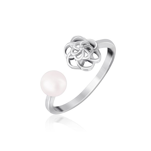 Жіноча срібна каблучка з штуч. перлами