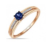 Женское золотое кольцо с бриллиантами и сапфиром, 1512530