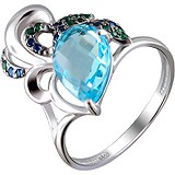 Женское серебряное кольцо с куб. циркониями и топазом, 1622610