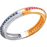 Женское золотое кольцо с сапфирами и рубинами, 1625170