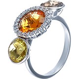 Женское золотое кольцо с куб. циркониями и бриллиантами, 1627474